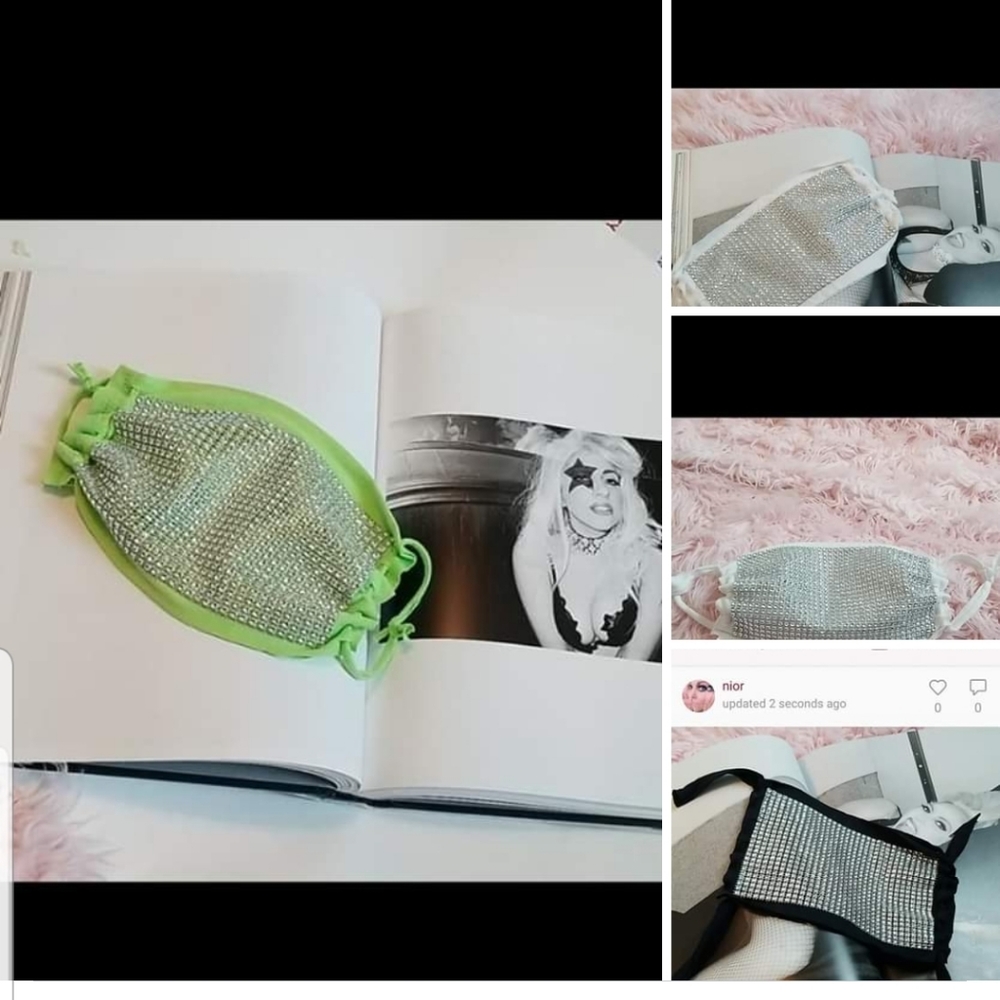 Black rhinestone face mask - Picture 8 of 8